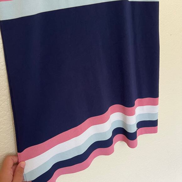 Ted Baker Colour by Numbers “Origami” Striped Knit Polo Dress Navy Pink Size 1 - Picture 8 of 12